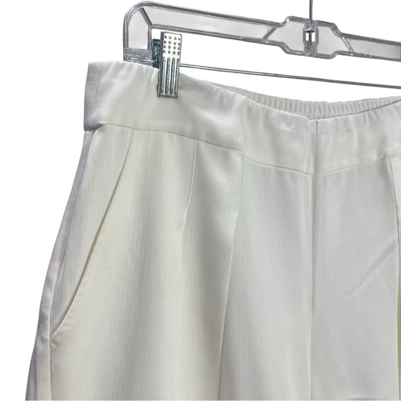 EILEEN FISHER Off White Wideleg Pants Formal size Medium Pleated Trousers Pocket - Picture 4 of 9
